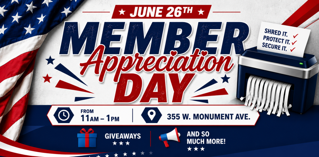 jUNE 26TH Member appreciation day. 11AM to 1PM. 355 w Monument Ave.