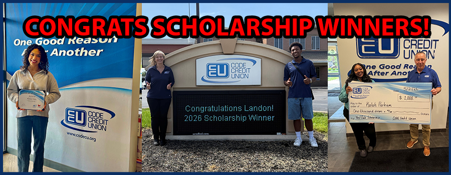 all 3 yes club scholarship winners each holding their winning $1000 check
