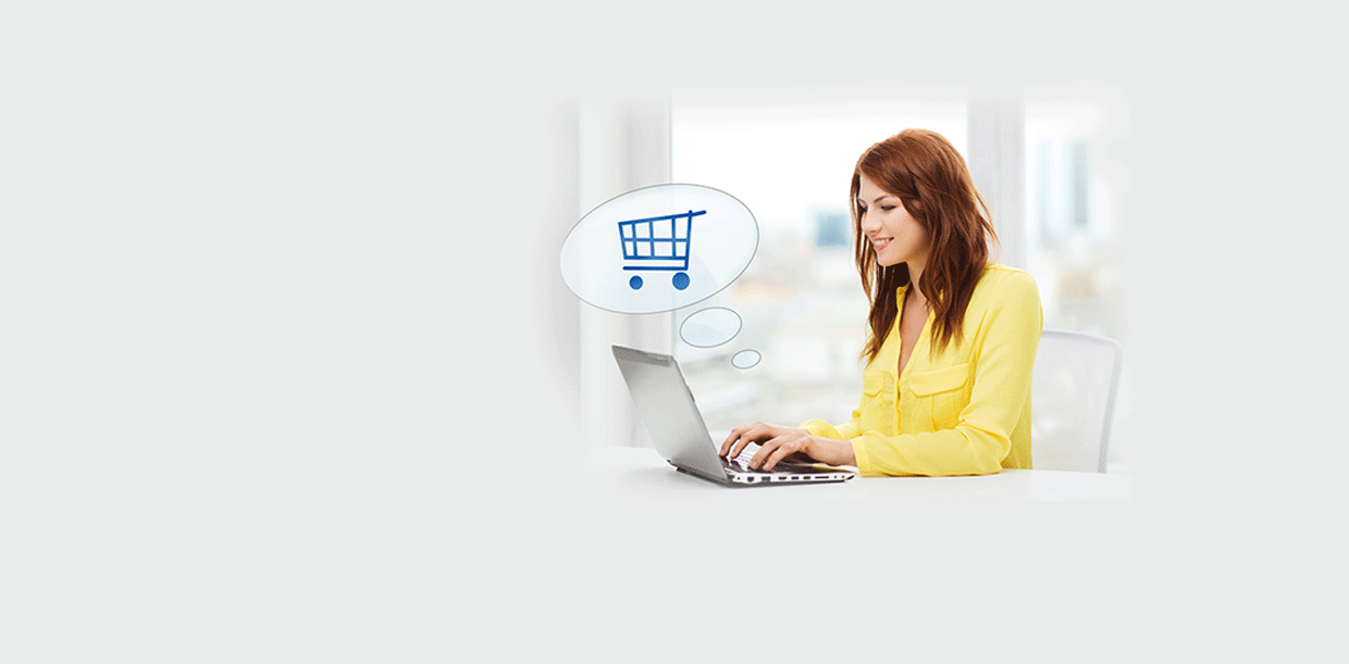 woman shopping online using a laptop