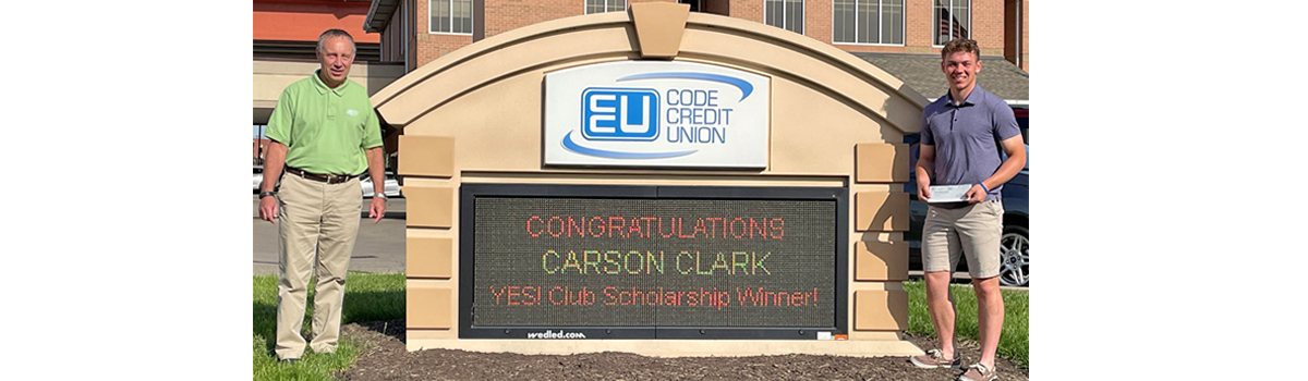 LED sign and scholarship winner