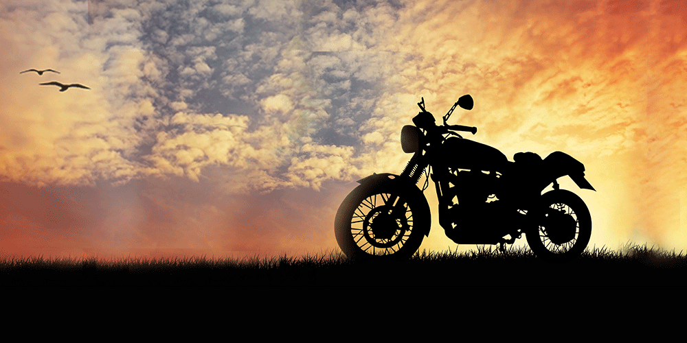 Motorcycle silouette on a pretty night sky