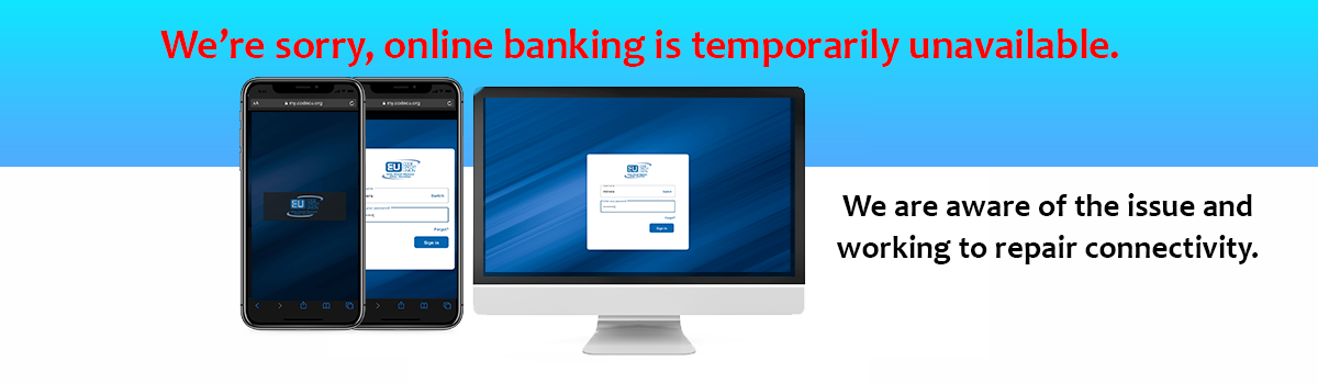 online banking screens unavailable